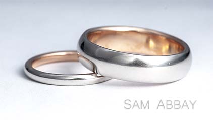 Platinum Wedding Rings with Red Gold Liner